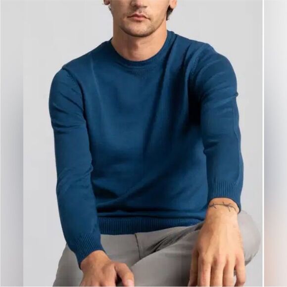 JoS. A. Bank Traveler’s Collection 100% Cashmere Pullover Sweater In Blue‎ M - Picture 1 of 6